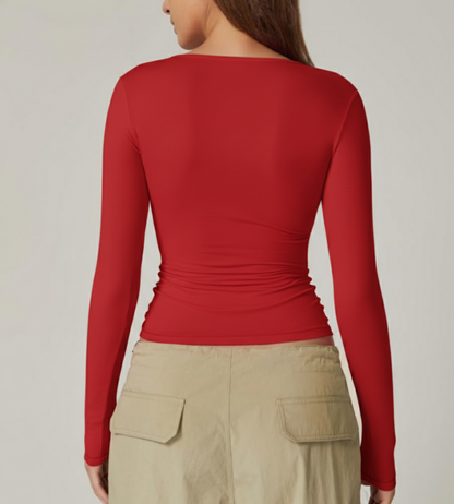 Double-Lined Long-Sleeve Contour Top