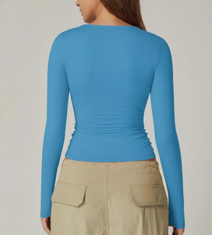 Double-Lined Long-Sleeve Contour Top