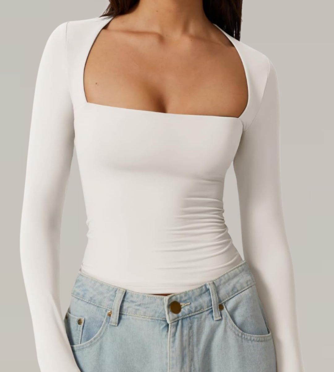 Double-Lined Long-Sleeve Contour Top