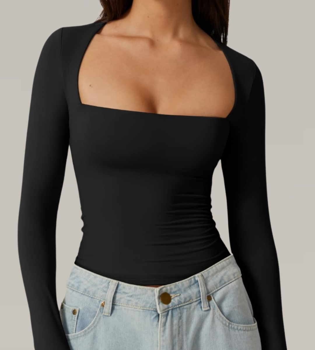 Double-Lined Long-Sleeve Contour Top