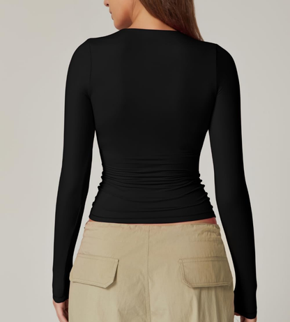 Double-Lined Long-Sleeve Contour Top
