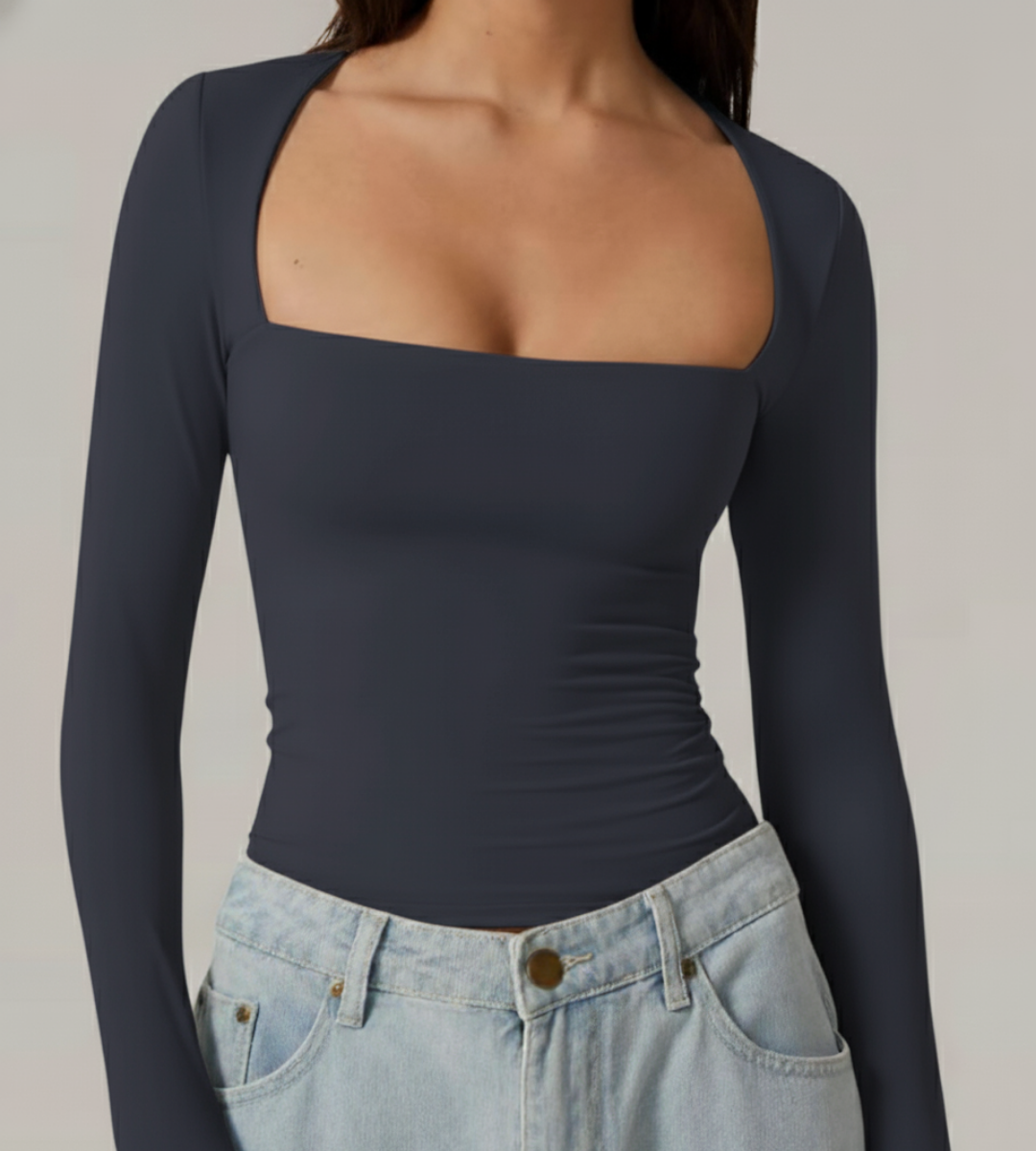 Double-Lined Long-Sleeve Contour Top
