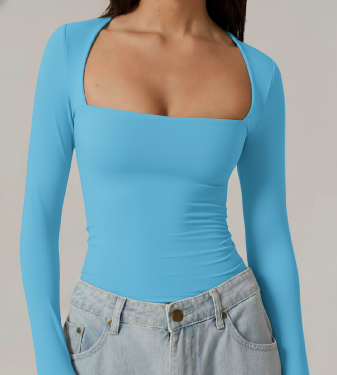 Double-Lined Long-Sleeve Contour Top